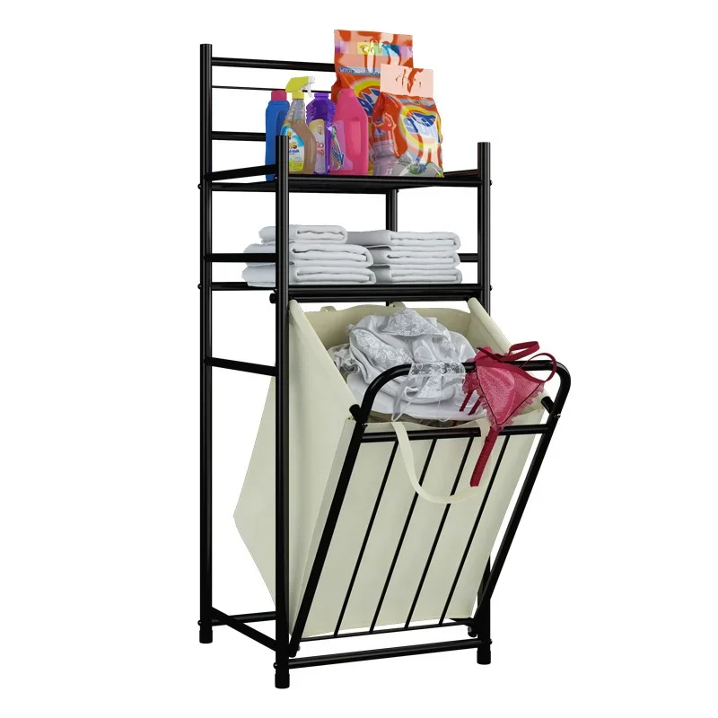  Versatile Oxford Toilet Laundry Basket Creative Classification Storage Iron Towel Shelf For Bathroom Use