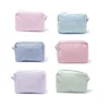 Seersucker Ruffle Cosmetic Bags Pink/Purple Striped Storage Make Up Bags for Women Lady with Zipper Travel Bag Makeup Bag 2