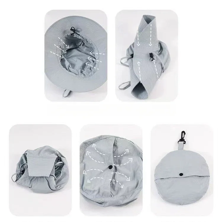 Description Picture 4 of itemSummer Sun Protection Waterproof Fisherman hat Bucket Camping Hiking Mountaineering Cap With Storage Bag Anti-UV Sun