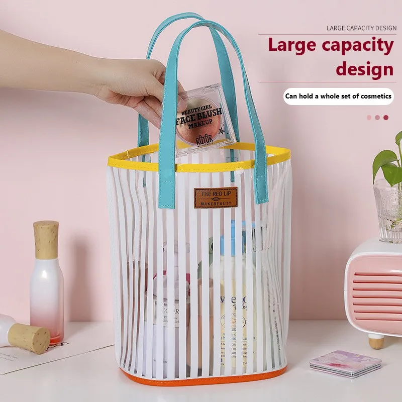 

1 Pc New Summer Large Beach Bag for Towels Women Tote Shoulder Bags Stripes Durable Beach Bag Waterproof Handbags