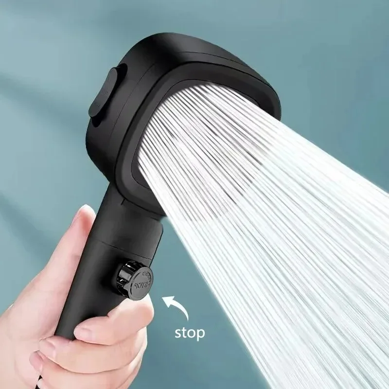 High Pressure Shower Head Water Saving 3 Modes Shower Heads Adjustable One-Key Stop Water Massage Sprayer Bathroom Accessories
