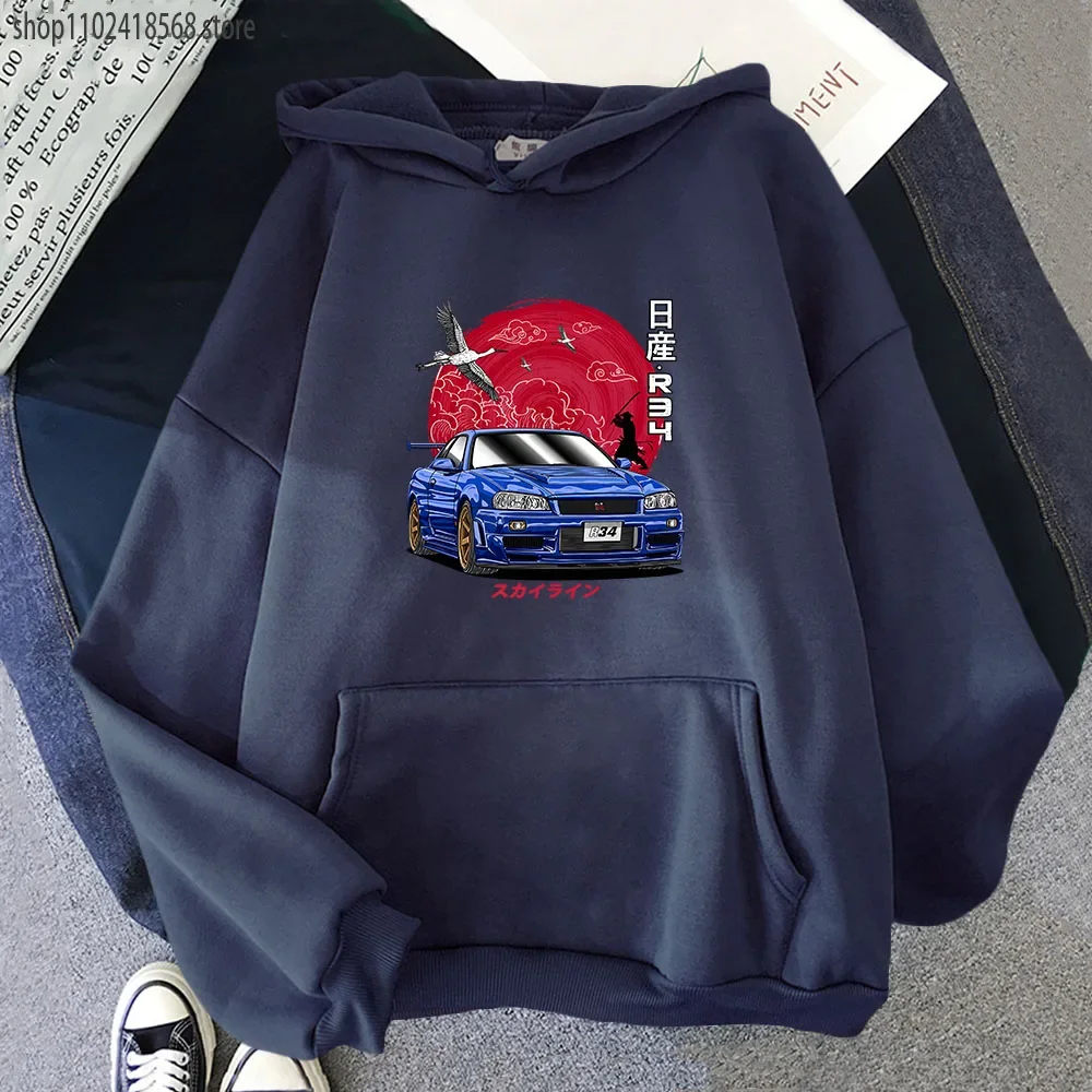 Anime Initial D Hoodie Men Sweatshirts For JDM Car Skyline GT-R R34 Japanese Streetwear women Casual Long Sleeve Tops Oversized