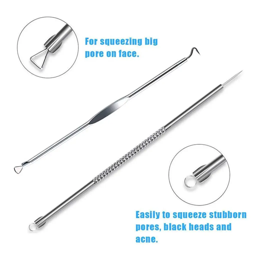 

4 Pieces Set Adults Stainless Steel Portable Acne Remover Home Salon Spa Reusable Blackhead Extractor Removal Tool