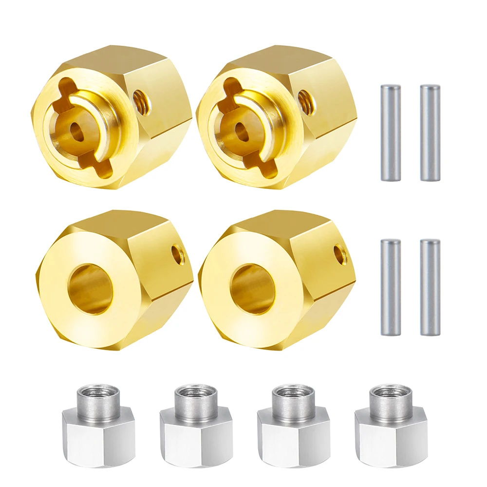 YEAHRUN 5/6/8/9/10/12mm Brass Wheel Hub Hex Extended Adapter for Axial SCX10 III AXI03007 AXI03004 Capra 1/10 RC Crawler Car
