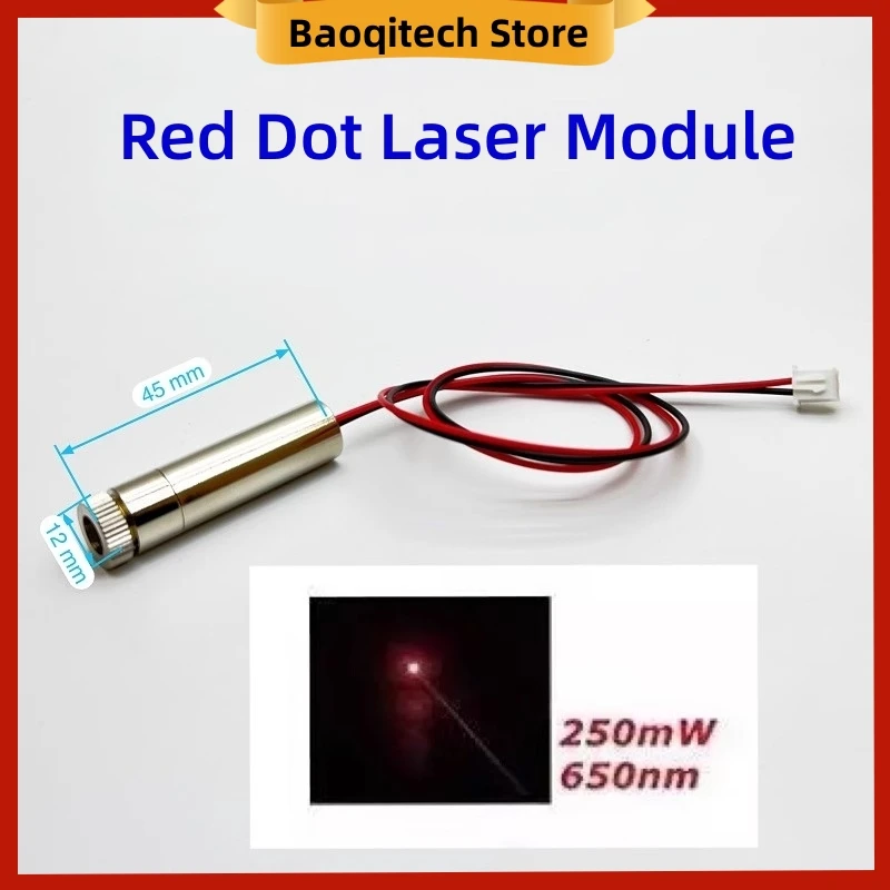 650nm 250mW high-power Red Dot Laser Head CNC Engraver Focusing Module Dot Locator Adjustable Focal Length