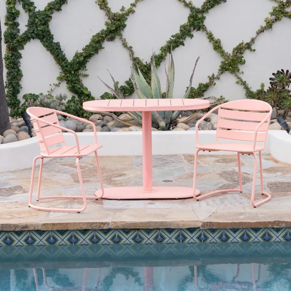 Patio Bistro Set 3 Piece Outdoor, Retro Metal Bistro Table and Chairs Set of 2,Waterproof CafeTable Set for Indoor/Outdoor/Porch 4