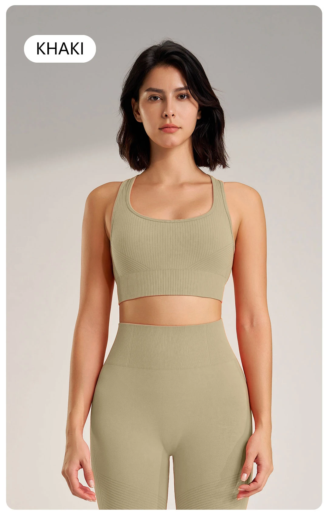 Frauen Sport Tops feste Farbe Yoga BH Gym Strumpfhose Schweiß absorbierende schnell trocknende Trainings kleidung Naqiyayabei – Detail 17
