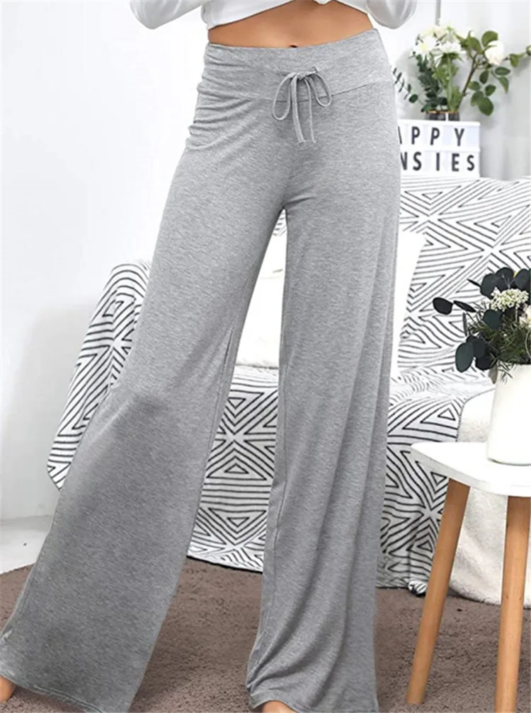 

2023 Autumn Women's Fashion New Solid Color Loose Casual Wide Leg High Waist Elastic Waist Elegant Trousers Straight Type