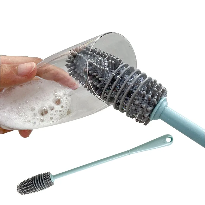 

Silicone Cup Brush Cup Scrubber Glass Cleaner Kitchen Cleaning Tool Long Handle Drink Wineglass Bottle Glass Cup Cleaning Brush