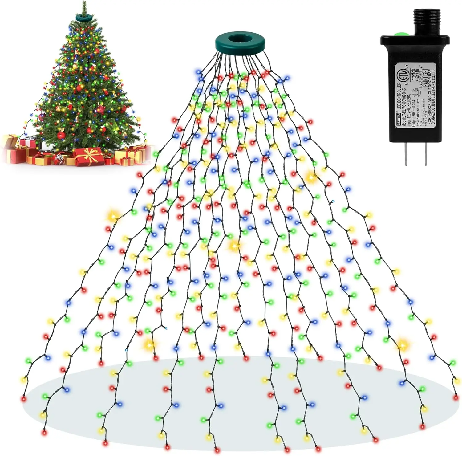 Upgraded Christmas String Lights for Tree,400 LEDs 2 x 16 Lines Fairy Lights Outdoor Waterproof Tree String Lights Decorations