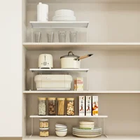 ห้องครัวตู้เฟอร์นิเจอร์Rack Storage Unitสําหรับห้องน้ําภายใต้อ่างล้างจานปรับความสูงฉัตรชั้นวางของอุปกรณ์เสริม 4