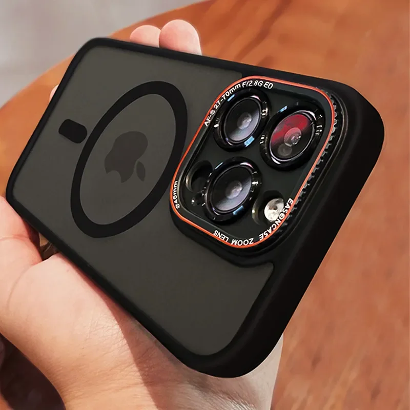 

Роскошный Матовый Бампер Магнитный Прозрачный чехол для iPhone 15 14 13 12 Pro Max Plus Magsafe Беспроводная зарядка полная защита объектива