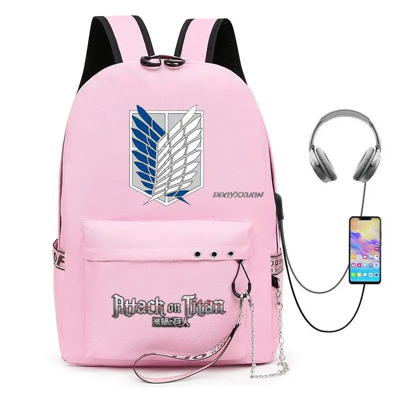 Attack On Titan Zaino Magic Children Studenti Laptop School Bags Carica Usb Hogwantes Travel Cospaly Mochila Infantil