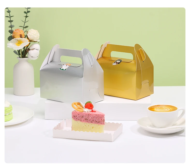10Pcs Cardboard Gift Cake Boxes Pink Green Dessert Packaging Boxes with Handle, Portabl... - SKU CGCB2035 - UGI Packaging