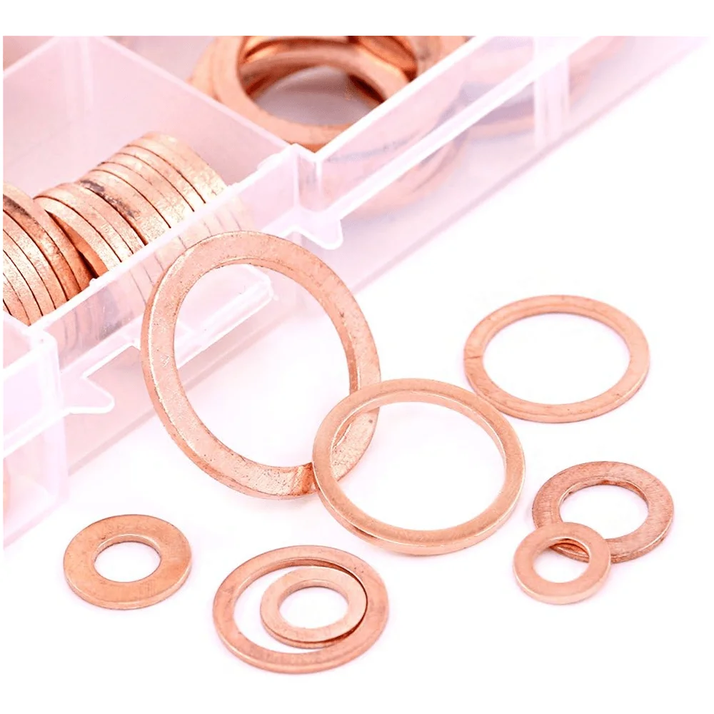 Copper washer set 50/100/120 Pcs m4 m5 m6 m8 m10 m12 m14 for sump plugs