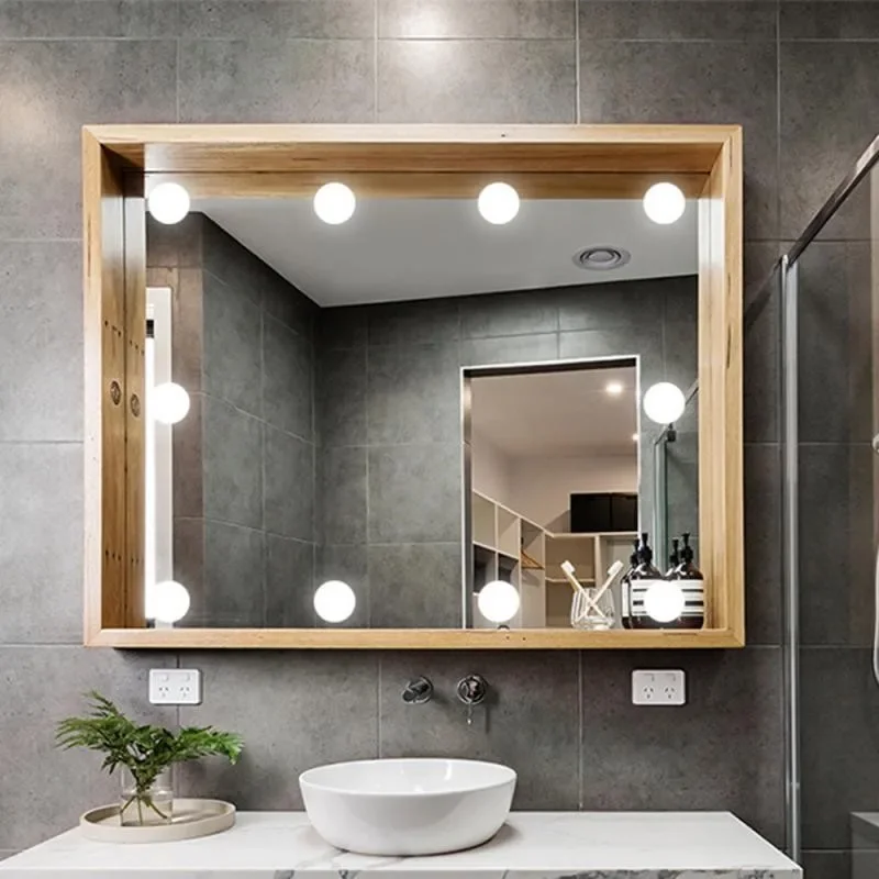 LED Mirror Light Bulb Makeup Indoor Vanity Light Bulbs USB Rechargeable Wireless Touch Switch Stepless Dimming Mirror Lights
