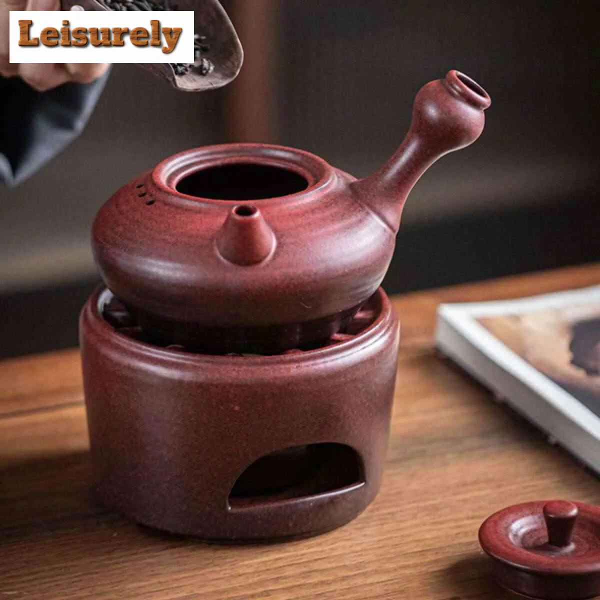 550ML Handamde Threaded Side Handle Pot Chinese Ceramic Health Teapot Kettle Single Pot For Brewing Tea Stove Kung Fu Tea Set