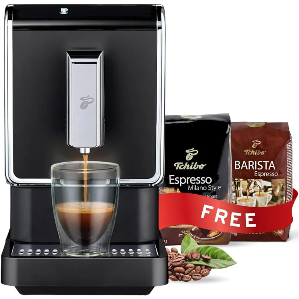 

Tchibo Single Serve Coffee Maker - Automatic Espresso Coffee Machine - Built-in Grinder, No Coffee Pods Needed - Comes x2