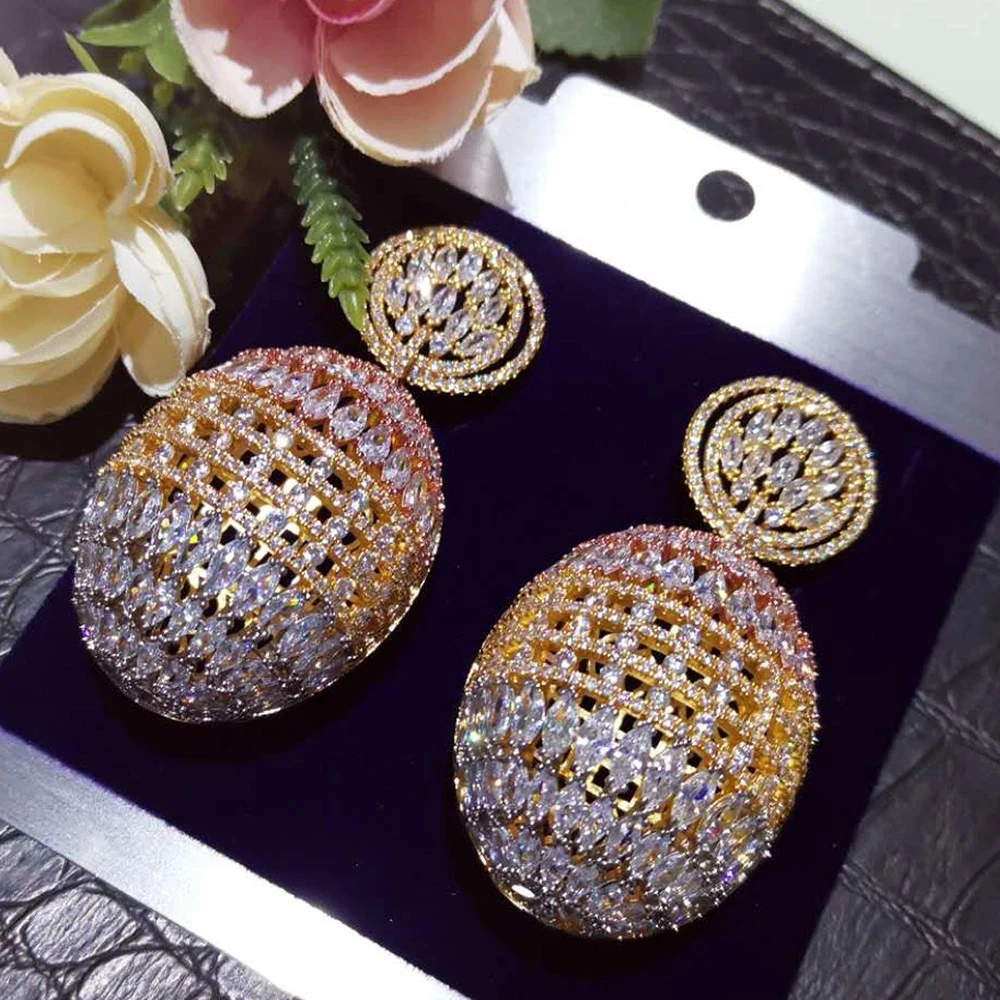 

Missvikki Luxury Gorgeous Earrings For Women Wedding Party Shiny Hollow Earrings Fashion Jewelry High Quality Accessories