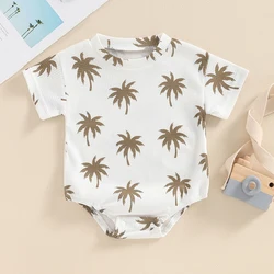 Baby Boy Romper Short Sleeve Crew Neck Tree Print Bodysuit Summer Clothes for Girls Boys