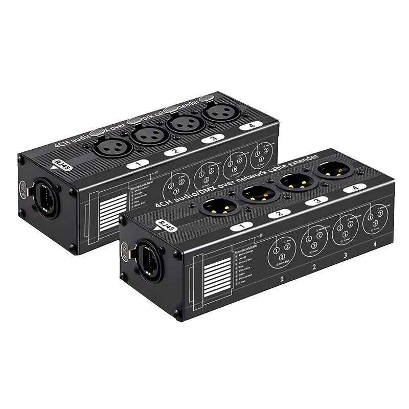 4 Channel 3 Pin Multi Network XLR Cable for Stage Sound Lighting and Recording Studio To RJ45 Ethercon Network Signal Extender