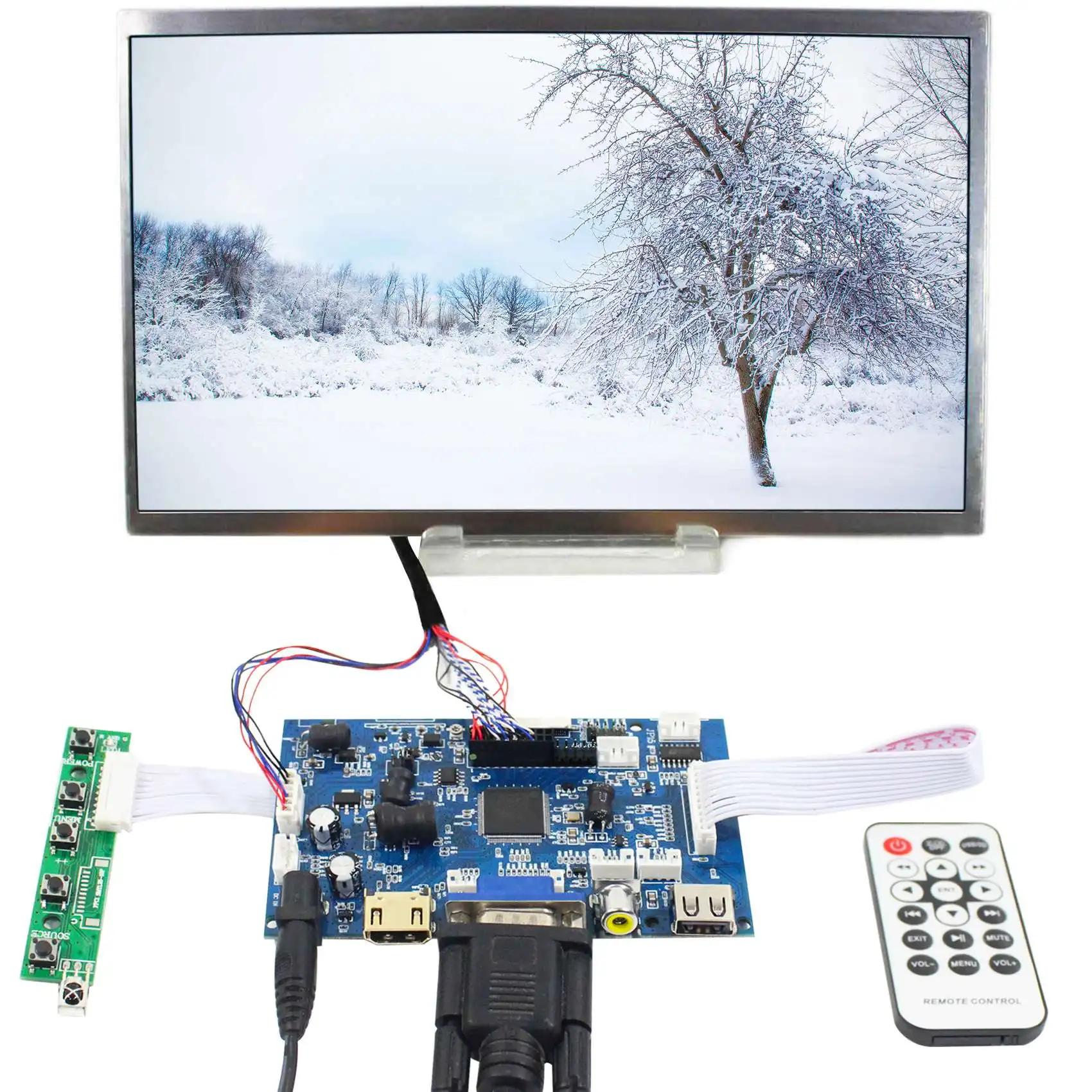 

HD MI VGA AV USB Auot Brightness LCD Driver Board 10.1 in 1024x600 LCD Screen