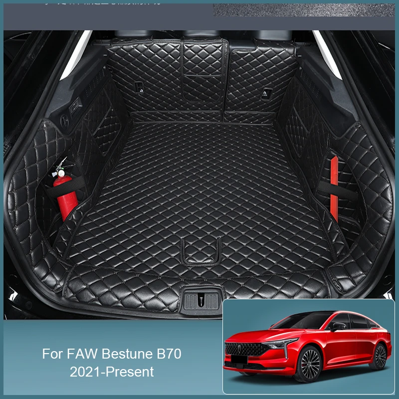 

For FAW Bestune B70 2021-2025 Car PU Leather Rear Trunk Mat Waterproof Cargo Liner Boot Mat Carpet Tray Protector Auto Accessory