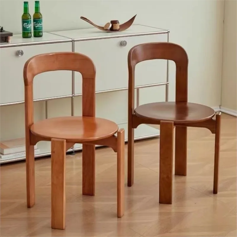 French Retro Dining Chair Design Master's Makeup Backrest Living Room Chair Minimalist Coffee Vintage Solid Wood Furniture