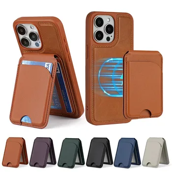 Portafoglio Magnetico per Mag-Safe con Supporto Regolabile, Porta Carte, Blocco RFID, Portafogli in Pelle Aggiornati Compatibili