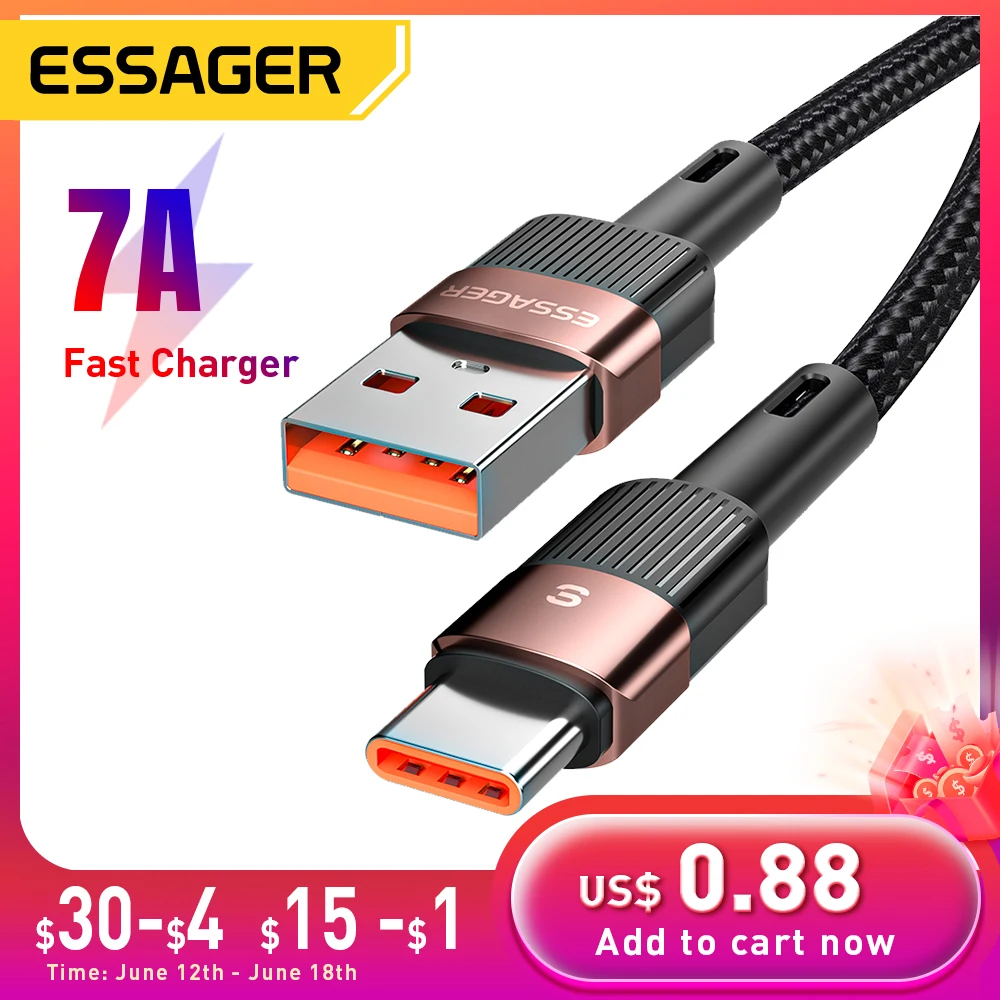 Essager 6a 66w Usb Type C Cable For Xiaomi Fast Charge Mobile Cell essager-6a-66w-usb-type-c-cable-for-xiaomi-fast-charge-mobile-cell