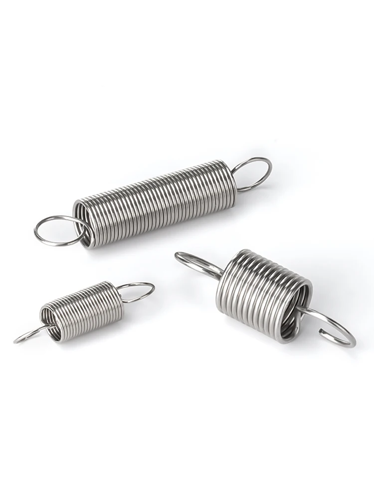5pcs 1.0mm Stainless Steel Tension Spring with O hook extension spring free lengh 15-120mm