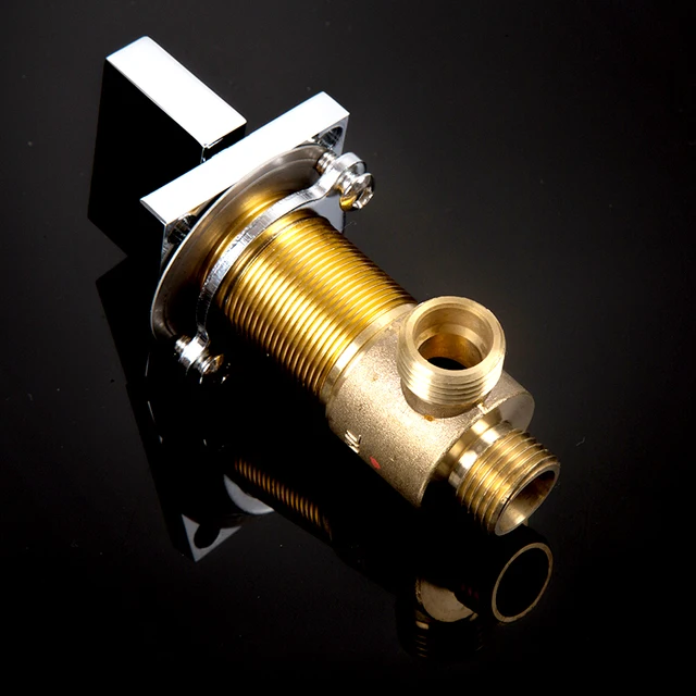 ก๊อกอ่างอาบน้ำอาบน้ำ3ชิ้นแบบแยกได้ทำจากทองเหลืองแข็งผสมก๊อกอ่างอาบน้ำฝักบัว2ทางตัวแยกทรงสี่เหลี่ยม 4