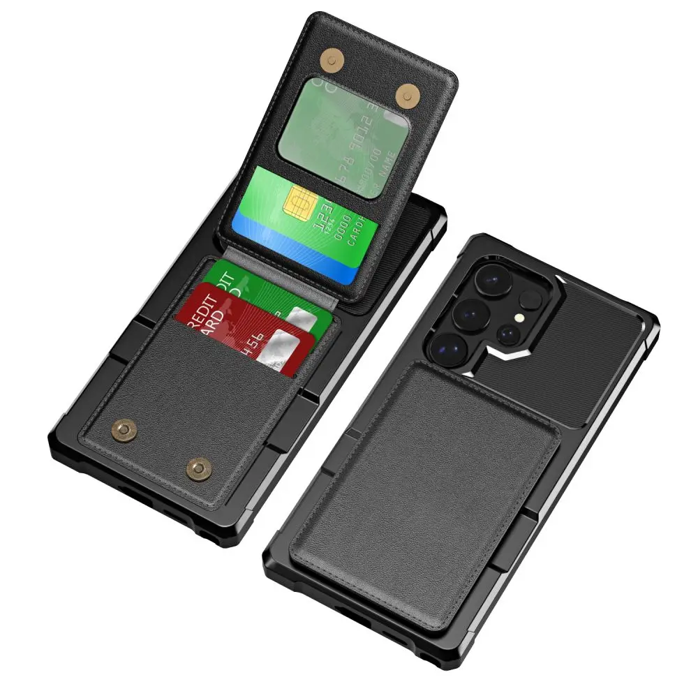 Pung-etui til Samsung Galaxy S24 S23 S22 S20 Ultra Plus FE A34 A54 A53 Læderkortlomme Flipcover Blødt Luftpude-cover_voghion.com