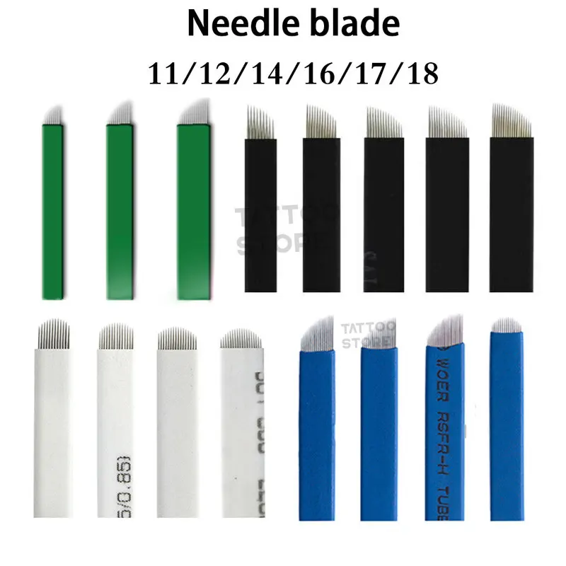 

10pcs Agulha Microblading Extremely Thin 0.16mm 14 Pins Needle for Microblading Embroidery Pen for Permanent Makeup Eyebrow Lips