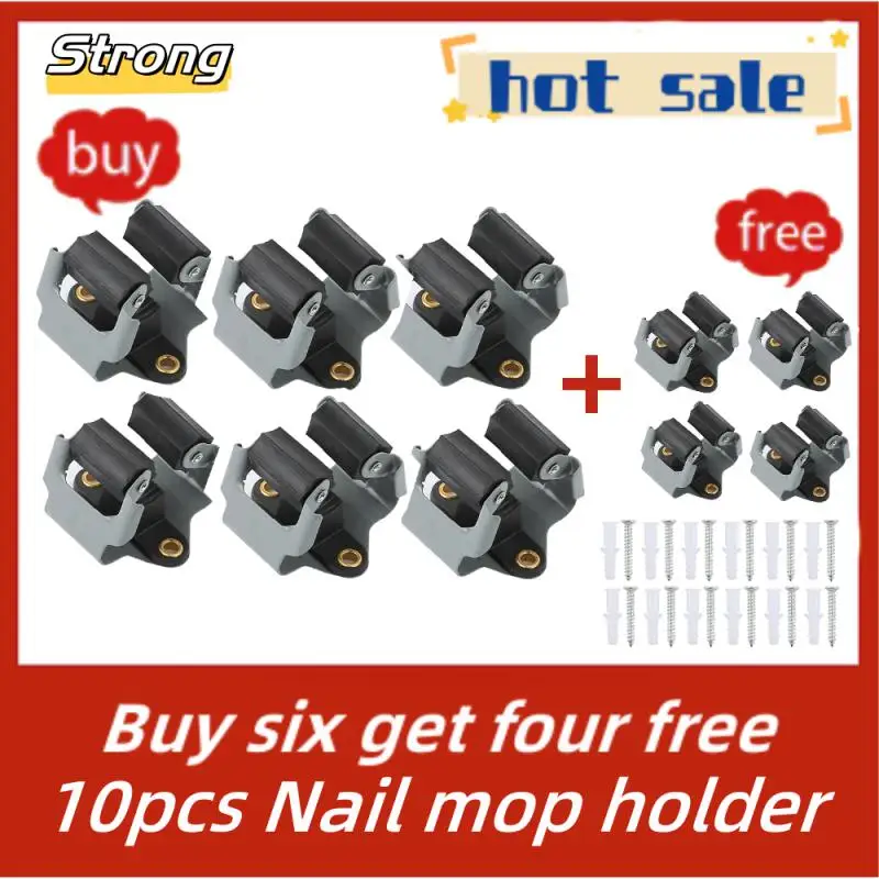 

5PCs 10Pcs Mop Broom Holder Wall Mounted Garden Storage Clips Rack With Screws Handle Hanging Tools For Home Kitchen Bathroom