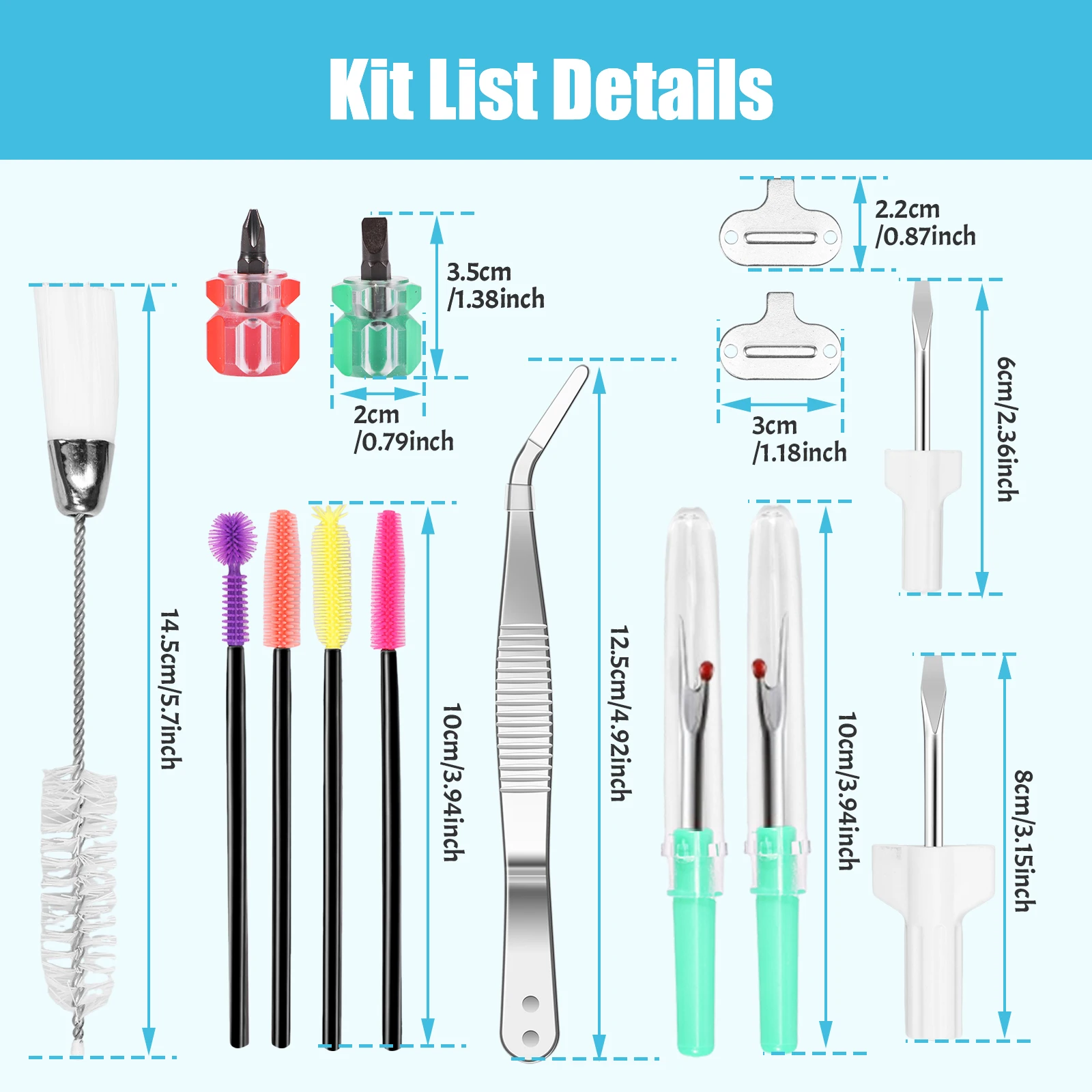 14Pcs Sewing Machine Cleaning Kit Complete Sewing Machine Repair Tools with Double Headed Brush Tweezers   Screwdriver Seam Rip