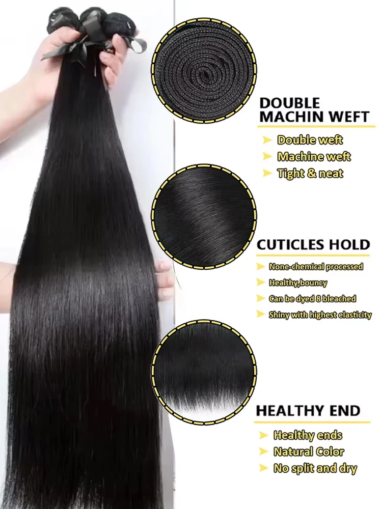 30 40 Inch Bone Straight 100% Bundles Deal Brazilian Virgin Human Hair 3 4 Bundles Raw Hair Extensions Natural Color Remy 4