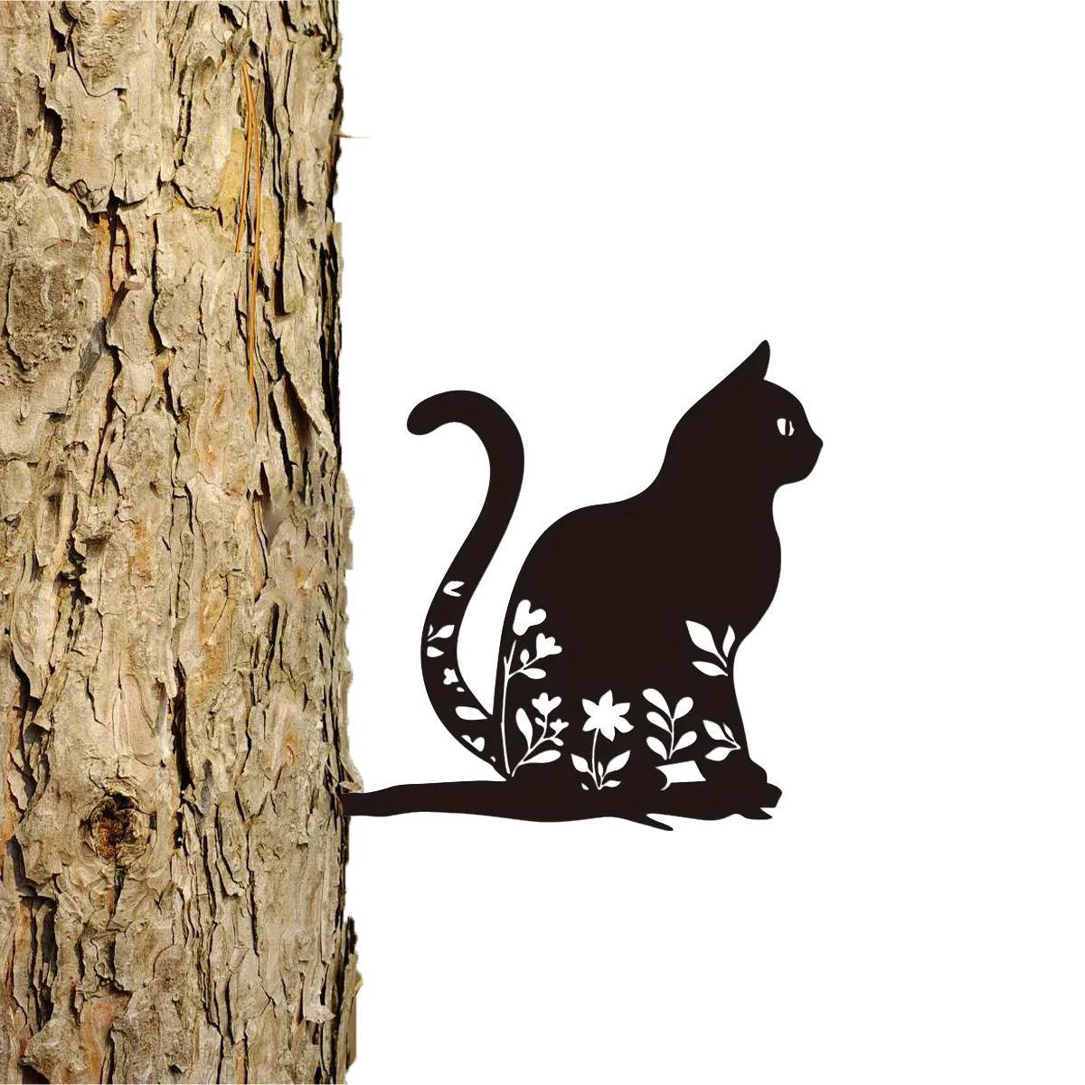 

Hello Young Metal Contour Cat Silhouette Garden Stake Outdoor Metal Yard Art Garden Tree Decor Backyard Garden Patio Outdoor De