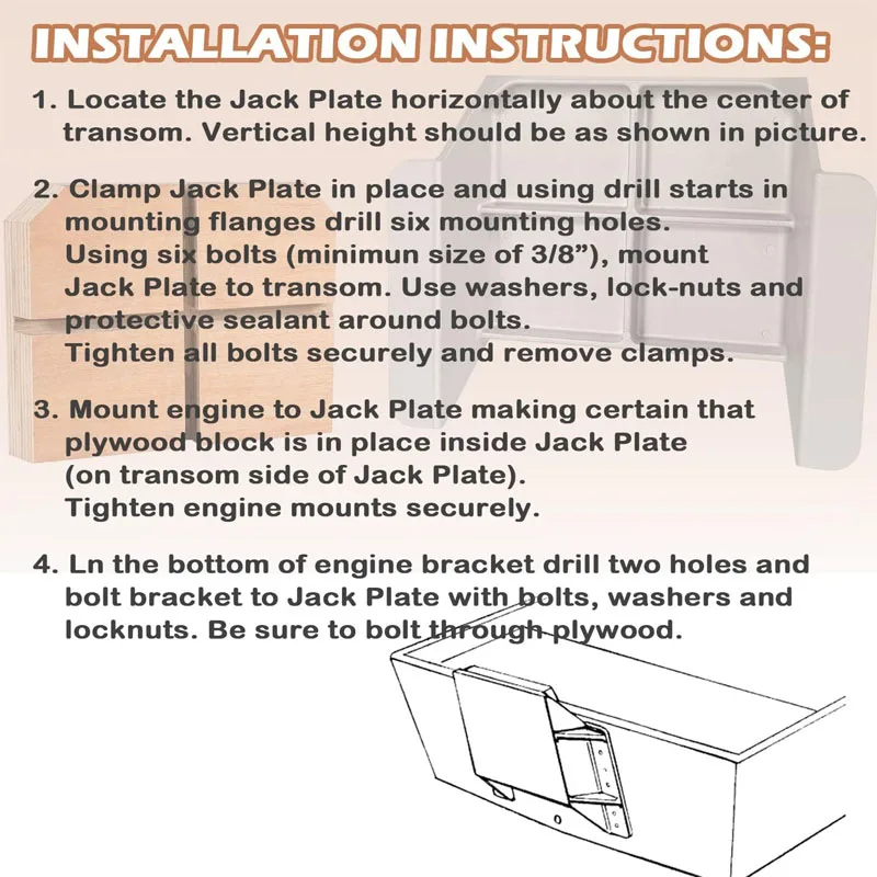 Plaque Jack Moteur MJ-1-DP Setback 4″ Pour Hors-bord Jusqu'à 35CV