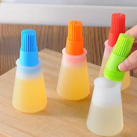

New 1PC Portable Silicone Oil Bottle with Brush Grill Oil Brushes Liquid Oil Pastry Kitchen Baking BBQ Tool