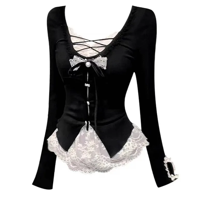 รูปสินค้า เสื้อยืดแฟชั่นเกาหลี 2000s สาวบัลเล่ต์ ดีไซน์ Gyaru วินเทจ