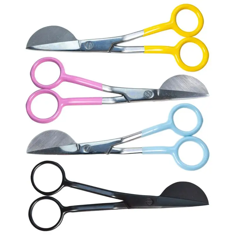 

Applique Scissors Double Bent Curved Offset Handle Scissors Duckbill Edge Shaped Paddle Ergonomically Designed For Art Fabric