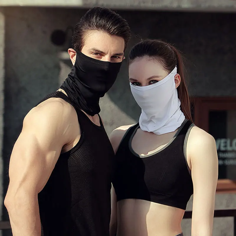 Summer Ice Silk Face Mask Outdoor Cycling Face Cover UV Protection Breathable Neck Warmer Scarf Ear Motorcycle Bandana Facemask