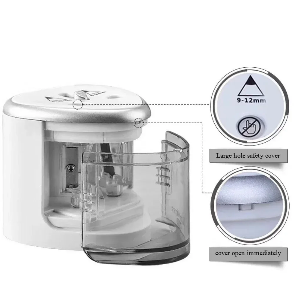 듀얼 홀 전기 연필 깎이 자동 연필 깎이 롤러 효율적인 학생용 필기 문구 사무실 학교 용품