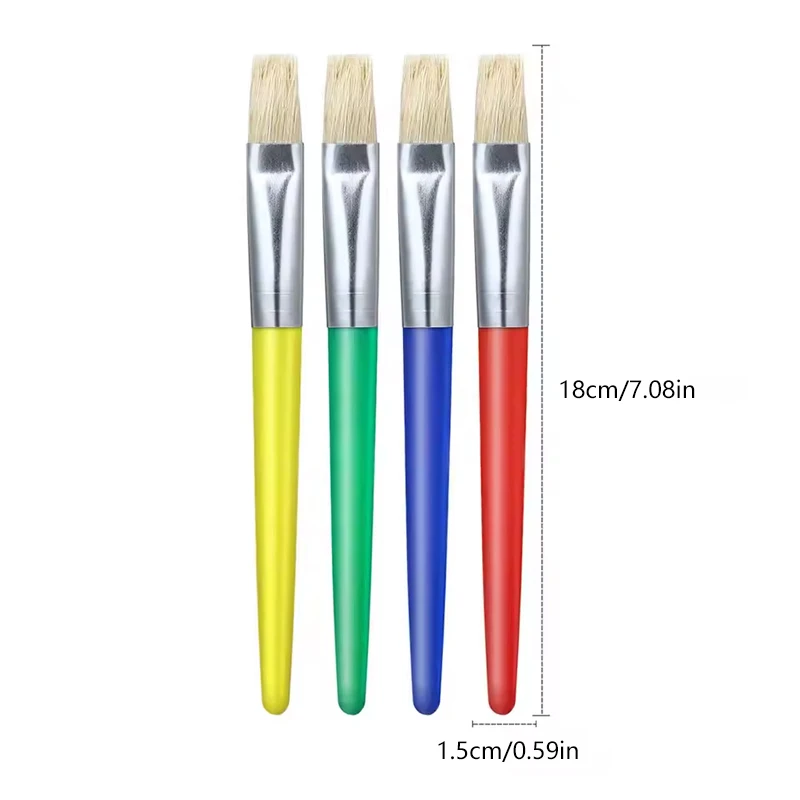 4Pcs 페인트 브러시 세트 프리미엄 강모 헤드 세척 가능 강력한 모양 유지력 수채화 초보자용 페인팅 브러시