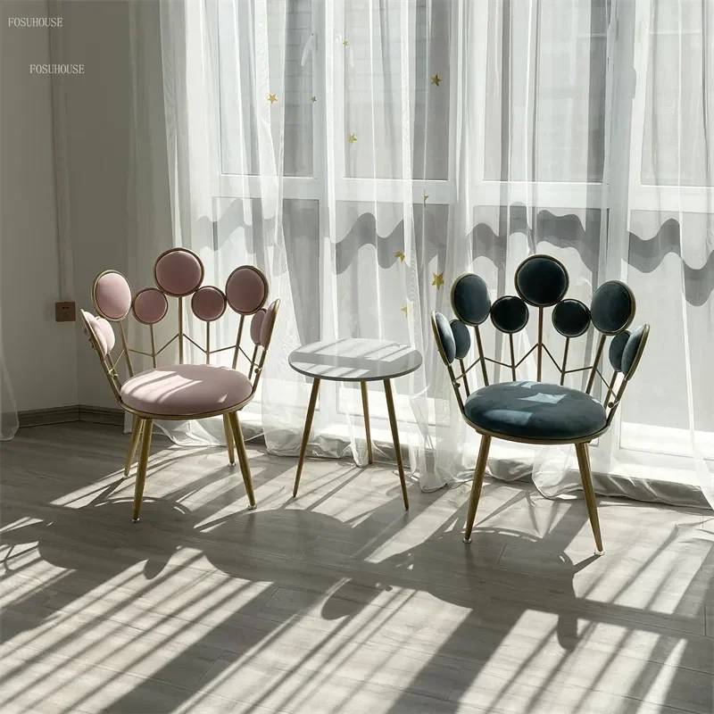 Description Picture 3 of itemNordic Simple Iron Art Living Room Chairs Home Furniture Living Room Sofa Backrest Armchair Creative Bedroom Makeup Chairs