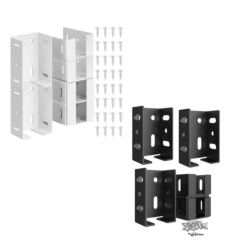 Heavy Duty Carbon Steel Fence Bracket With Screws For Vinyl Fencing Panel To Post Connection Rail Bracket Kit 4Pcs Durable White