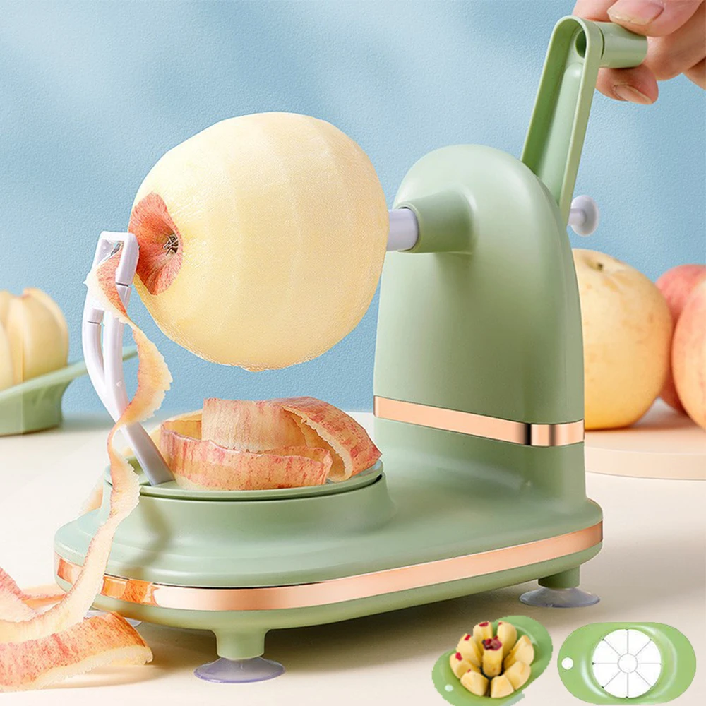 Multifunctional Kitchen Peeler Hand-cranked Manual Fruit Peeler Apple Pear Slicing Tool With Fruit Divider And Spare Blades 2