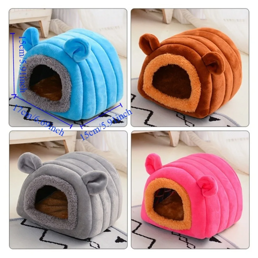 Velvet Hamster Warm Nest Thickened Semi Closed Winter Pet Shelter Soft Comfortable Hamster Hut for Hedgehog Chinchilla