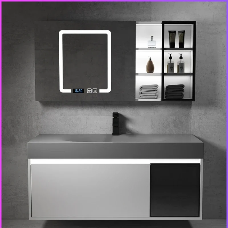 

Nano Rock Integrated Wash Basin Bathroom Cabinet Combination Bathroom Table Wash Basin Simple Advanced Bathroom Cabinet